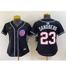 Women's Chicago Cubs #23 Ryne Sandberg 2026 Fashion Replica Black Out Stitched Baseball Jersey(Run Small)