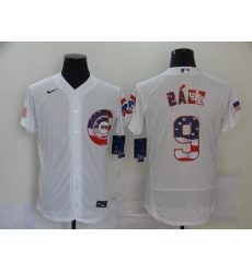 Men's Nike Chicago Cubs #9 Javier Baez White 2020 Stars & Stripes 4th of July Jersey