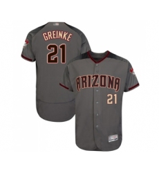 Men's Arizona Diamondbacks #21 Zack Greinke Grey Road Authentic Collection Flex Base Baseball Jersey