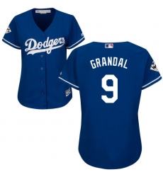 Women's Majestic Los Angeles Dodgers #9 Yasmani Grandal Authentic Royal Blue Alternate 2017 World Series Bound Cool Base MLB Jersey