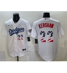 Men's Los Angeles Dodgers #22 Clayton Kershaw White USA 250 Fourth of July Home Stitched Baseball Jersey