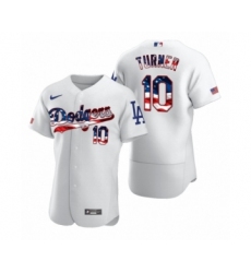 Men's Justin Turner #10 Los Angeles Dodgers White 2020 Stars & Stripes 4th of July Jersey