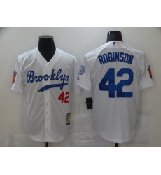 Men's Los Angeles Dodgers #42 Jackie Robinson White Throwback Jersey