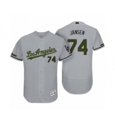 Men's Los Angeles Dodgers #74 Kenley Jansen Gray 2017 Memorial Day Collection Flex Base Jersey