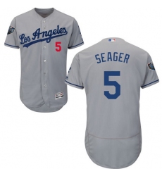 Men's Majestic Los Angeles Dodgers #5 Corey Seager Grey Road Flex Base Authentic Collection 2018 World Series MLB Jersey