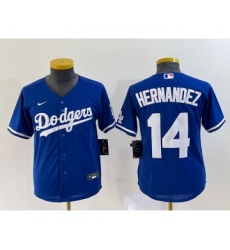 Youth Nike Los Angeles Dodgers #14 Enrique Hernandez Blue Stitched Cool Base Jersey