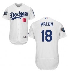 Men's Majestic Los Angeles Dodgers #18 Kenta Maeda White Home Flex Base Authentic Collection 2018 World Series MLB Jersey