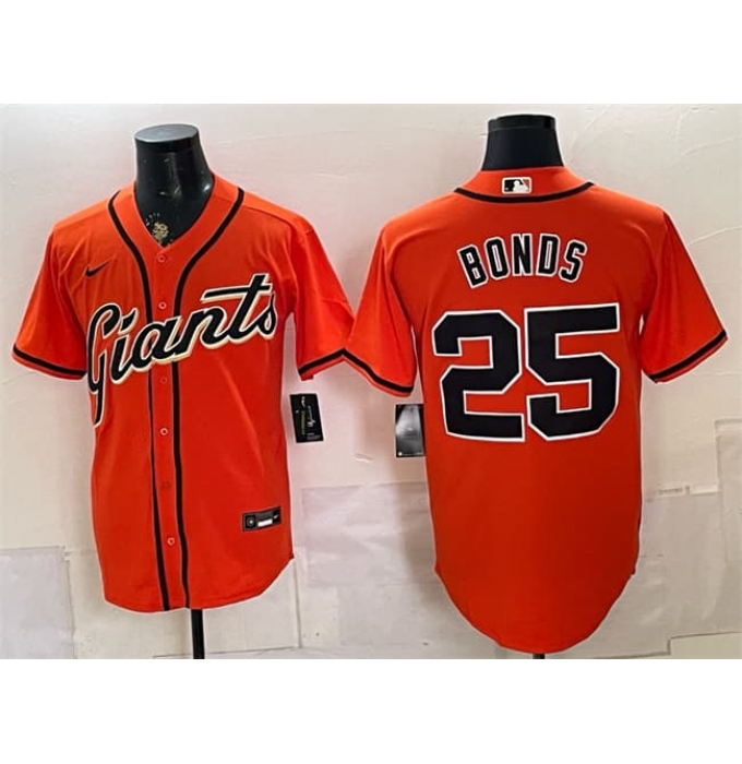 Men's San Francisco Giants #25 Barry Bonds Orange Cool Base Stitched Baseball Jersey