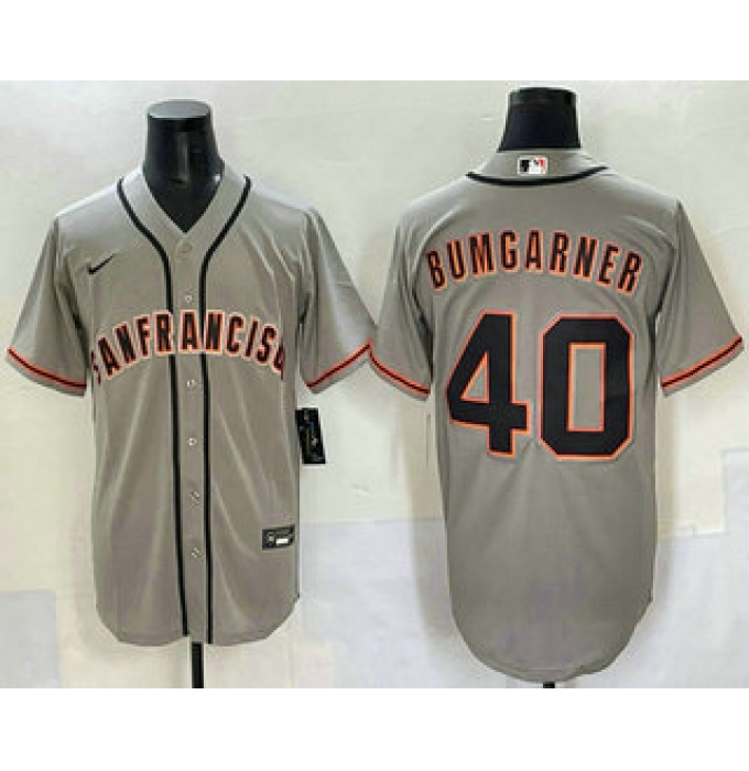 Men's San Francisco Giants #40 Madison Bumgarner Grey Cool Base Stitched Jersey