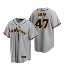 Men's Nike San Francisco Giants #47 Johnny Cueto Gray Road Stitched Baseball Jersey