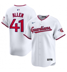 Men's Cleveland Guardians #41 Carlos Santana White Home Limited Stitched Baseball Jersey