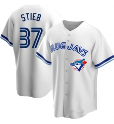 Men's Jordan Romano Blue Jays #37 Dave Stieb White Cooperstown Collection Jersey