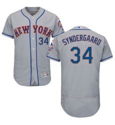 Men's Majestic New York Mets #34 Noah Syndergaard Grey Road Flex Base Authentic Collection MLB Jersey