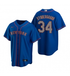 Men's Nike New York Mets #34 Noah Syndergaard Royal Alternate Road Stitched Baseball Jersey (2)