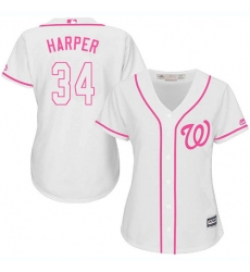 Women's Majestic Washington Nationals #34 Bryce Harper Replica White Fashion Cool Base MLB Jersey