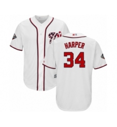 Youth Washington Nationals #34 Bryce Harper Authentic White Home Cool Base 2019 World Series Bound Baseball Jersey