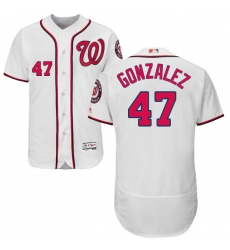 Men's Majestic Washington Nationals #47 Gio Gonzalez White Home Flex Base Authentic Collection MLB Jersey