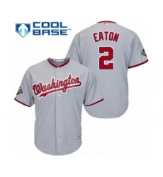 Youth Washington Nationals #2 Adam Eaton Authentic Grey Road Cool Base 2019 World Series Bound Baseball Jersey