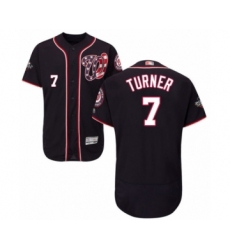 Men's Washington Nationals #7 Trea Turner Navy Blue Alternate Flex Base Authentic Collection 2019 World Series Bound Baseball Jersey