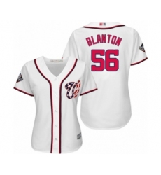 Women's Washington Nationals #56 Joe Blanton Authentic White Home Cool Base 2019 World Series Bound Baseball Jersey