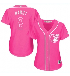 Women's Majestic Baltimore Orioles #2 J.J. Hardy Authentic Pink Fashion Cool Base MLB Jersey
