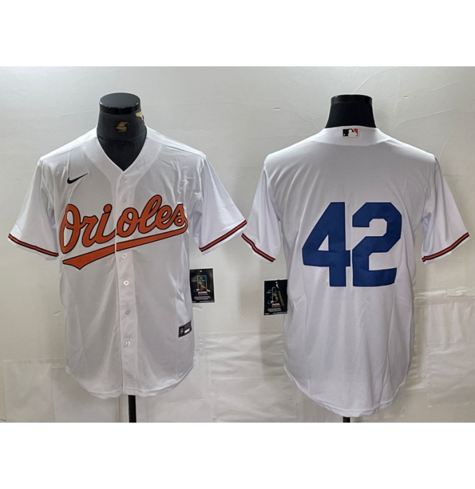 Men's Baltimore Orioles #42 Jackie Robinson White Stitched Cool Base Nike Jersey
