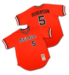 Men's Mitchell and Ness Baltimore Orioles #5 Brooks Robinson Authentic Orange Throwback MLB Jersey