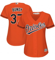 Women's Majestic Baltimore Orioles #37 Dylan Bundy Authentic Orange Alternate Cool Base MLB Jersey