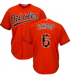 Men's Majestic Baltimore Orioles #6 Jonathan Schoop Authentic Orange Team Logo Fashion Cool Base MLB Jersey