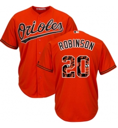 Men's Majestic Baltimore Orioles #20 Frank Robinson Authentic Orange Team Logo Fashion Cool Base MLB Jersey