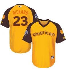Youth Majestic Baltimore Orioles #23 Joey Rickard Authentic Yellow 2016 All-Star American League BP Cool Base MLB Jersey