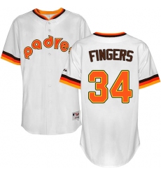 Men's Majestic San Diego Padres #34 Rollie Fingers Authentic White 1984 Turn Back The Clock MLB Jersey