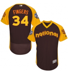 Men's Majestic San Diego Padres #34 Rollie Fingers Brown 2016 All-Star National League BP Authentic Collection Flex Base MLB Jersey