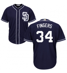 Youth Majestic San Diego Padres #34 Rollie Fingers Replica Navy Blue Alternate 1 Cool Base MLB Jersey