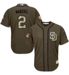 Men's Majestic San Diego Padres #2 Johnny Manziel Replica Green Salute to Service MLB Jersey