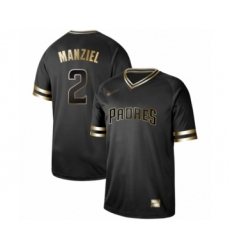 Men's San Diego Padres #2 Johnny Manziel Authentic Black Gold Fashion Baseball Jersey