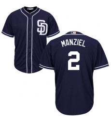 Youth Majestic San Diego Padres #2 Johnny Manziel Authentic Navy Blue Alternate 1 Cool Base MLB Jersey