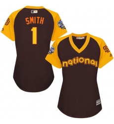 Women's Majestic San Diego Padres #1 Ozzie Smith Authentic Brown 2016 All-Star National League BP Cool Base Cool Base MLB Jersey