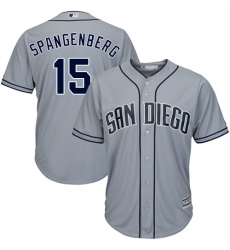 Men's Majestic San Diego Padres #15 Cory Spangenberg Authentic Grey Road Cool Base MLB Jersey