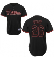 Men's Majestic Philadelphia Phillies #26 Chase Utley Authentic Black Fashion MLB Jersey