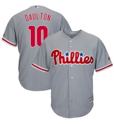 Youth Majestic Philadelphia Phillies #10 Darren Daulton Authentic Grey Road Cool Base MLB Jersey