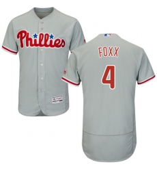 Men's Majestic Philadelphia Phillies #4 Jimmy Foxx Grey Road Flex Base Authentic Collection MLB Jersey