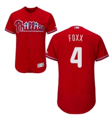 Men's Majestic Philadelphia Phillies #4 Jimmy Foxx Red Alternate Flex Base Authentic Collection MLB Jersey