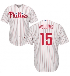 Youth Majestic Philadelphia Phillies #15 Dave Hollins Authentic White/Red Strip Home Cool Base MLB Jersey