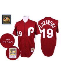 Men's Mitchell and Ness Philadelphia Phillies #19 Greg Luzinski Authentic Red Throwback MLB Jersey