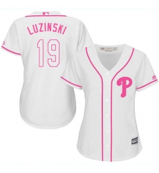 Women's Majestic Philadelphia Phillies #19 Greg Luzinski Authentic White Fashion Cool Base MLB Jersey