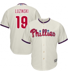 Youth Majestic Philadelphia Phillies #19 Greg Luzinski Authentic Cream Alternate Cool Base MLB Jersey