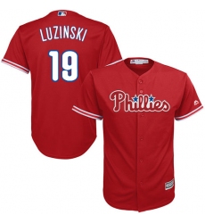 Youth Majestic Philadelphia Phillies #19 Greg Luzinski Replica Red Alternate Cool Base MLB Jersey