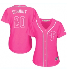 Women's Majestic Philadelphia Phillies #20 Mike Schmidt Authentic Pink Fashion Cool Base MLB Jersey