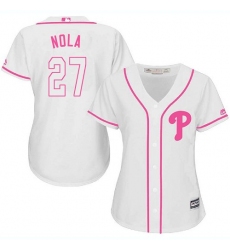 Women's Majestic Philadelphia Phillies #27 Aaron Nola Replica White Fashion Cool Base MLB Jersey